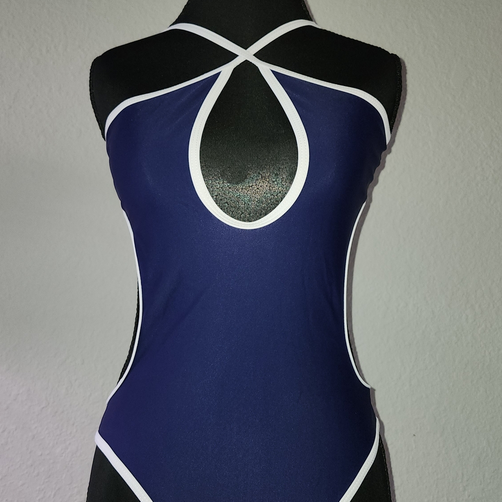 Elegant Navy Blue One-Piece Swimsuit